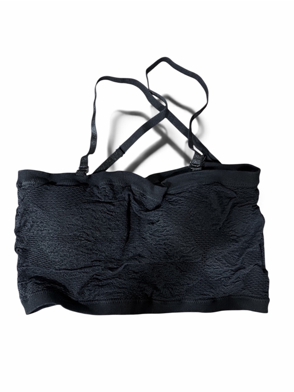 HALARA Black Strapless Textured Bandeau with Removable Straps